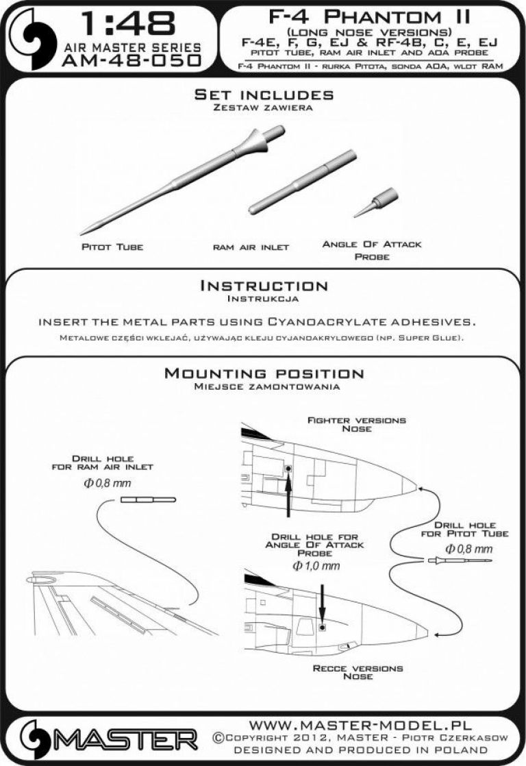 McDonnell Douglas F-4 Phantom II - Pitot Tubes (long nose versions)