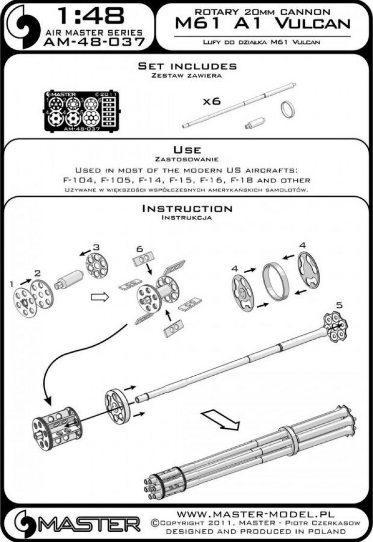 M61 A1 Vulcan - Six-barrelled rotary 20mm cannon - turned barrels with etched barrel clamps