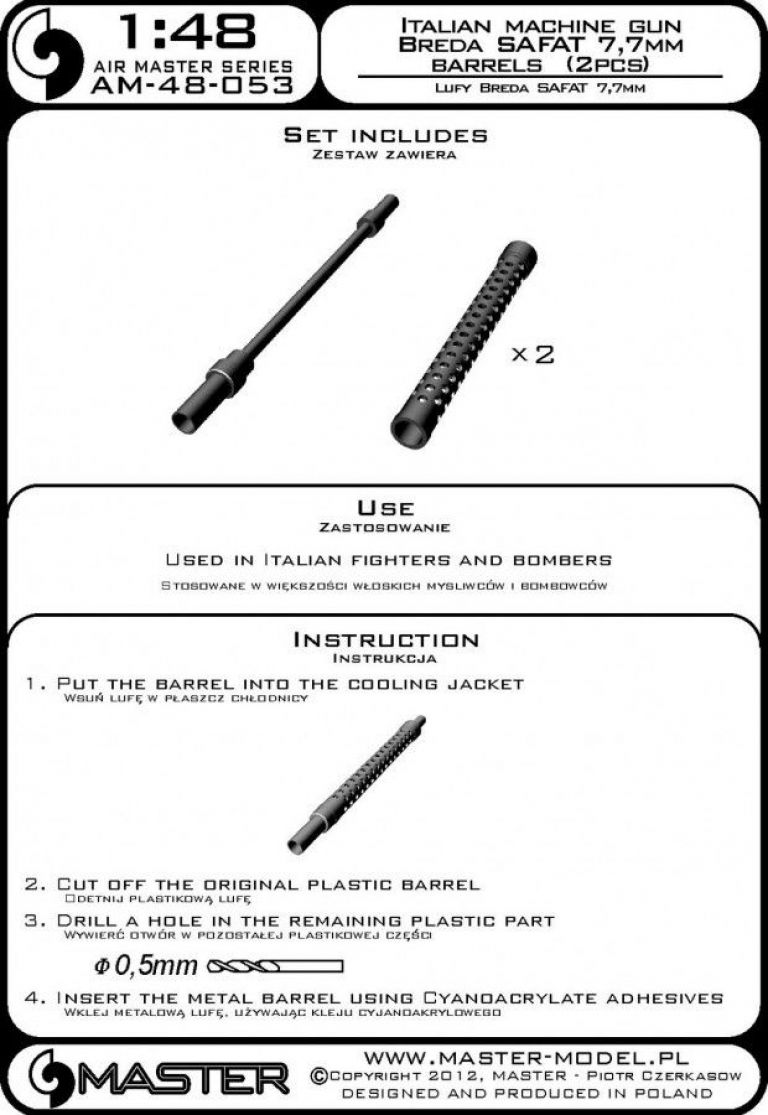 Italian machine gun Breda SAFAT 7,7mm barrels (2pcs)