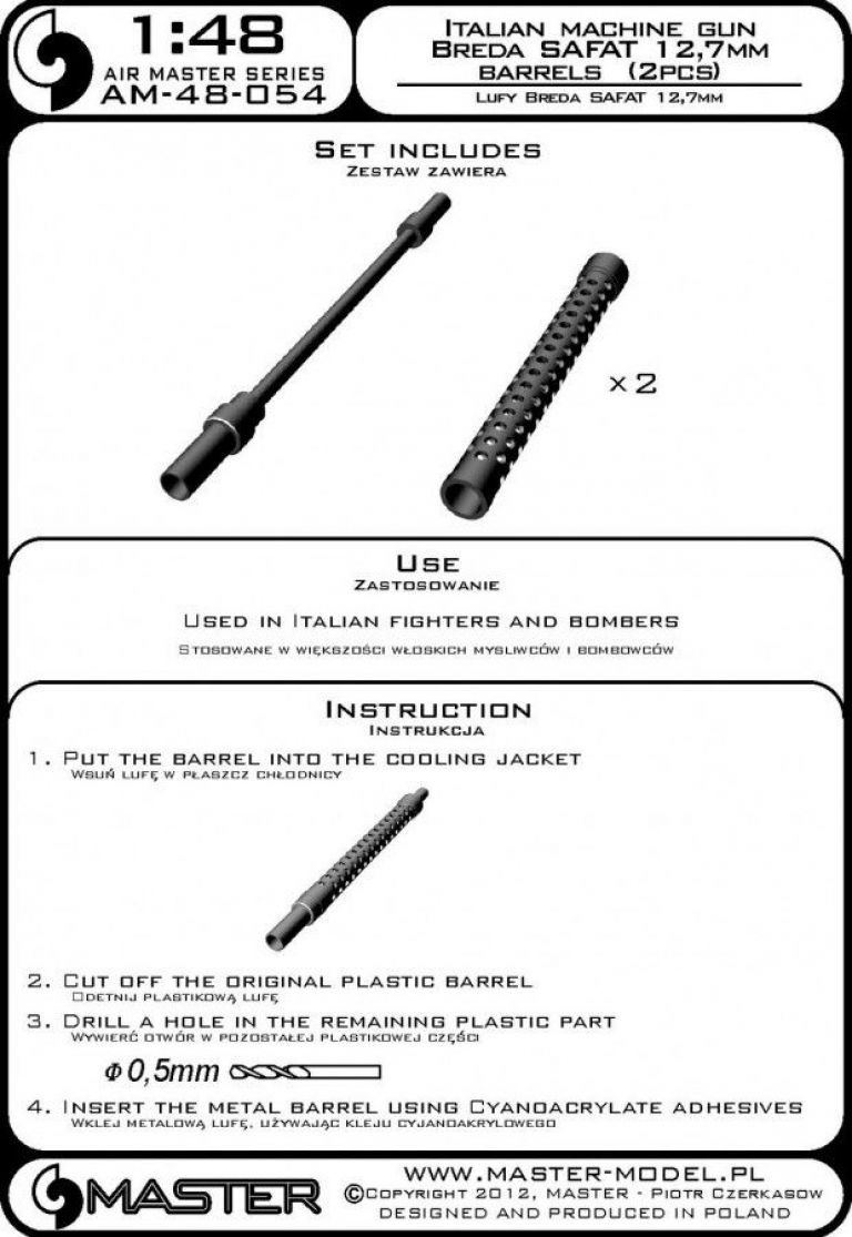 Italian machine gun Breda SAFAT 12,7mm barrels (2pcs)