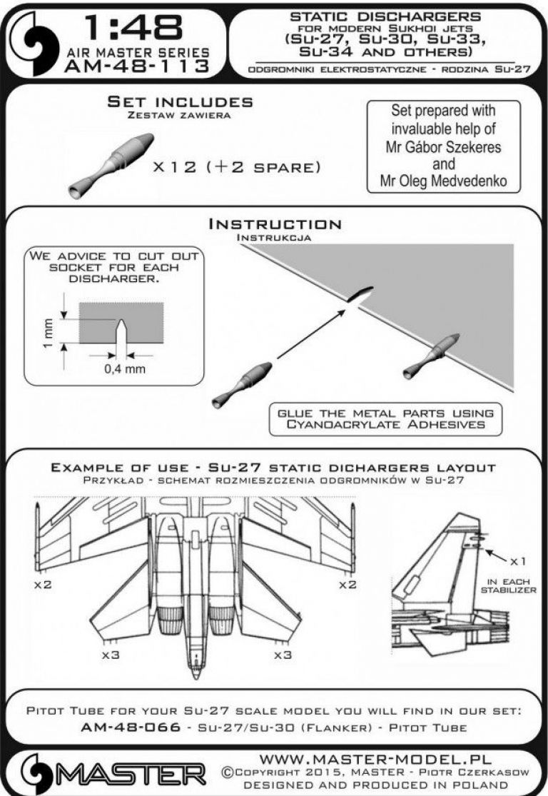 Static dischargers - type used on modern Sukhoi jets (Su-27, Su-30, Su-33, Su-34 and other)